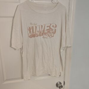 White Graphic T-Shirt with Tan Print